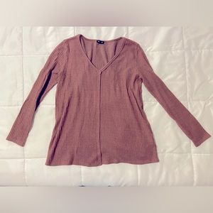 Coral/pink waffle v-neck